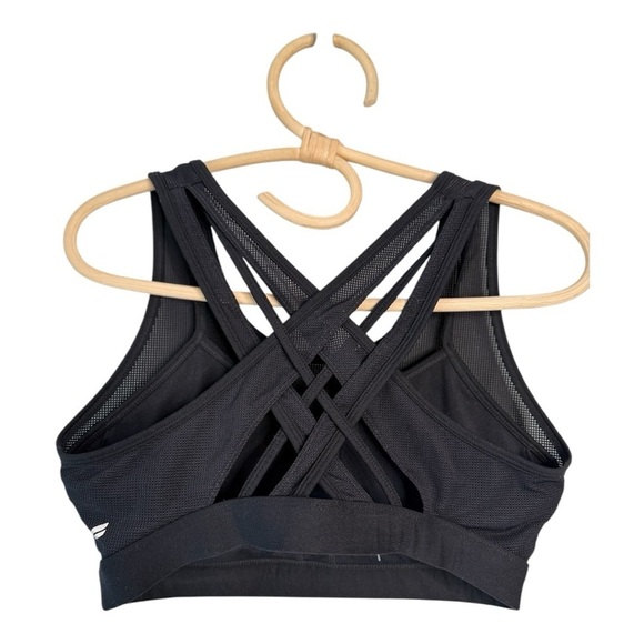 Fabletics Black Faye High Impact Sports Bra Criss Cross Mesh Overlay Workout - Picture 12 of 16